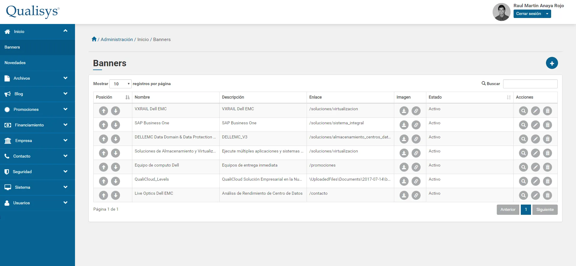 Sitio Web en Qualisys