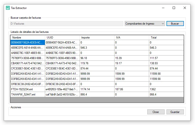 Aplicación de escritorio para extraer impuestos - Tax Extractor — imagen 2 de 2