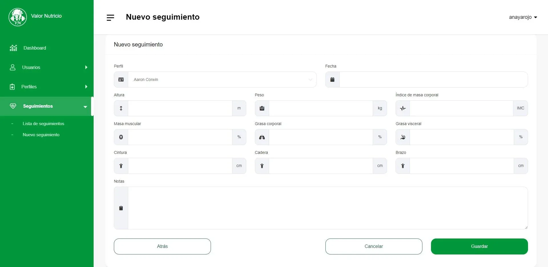 Valor Nutricio Web App — imagen 4 de 4